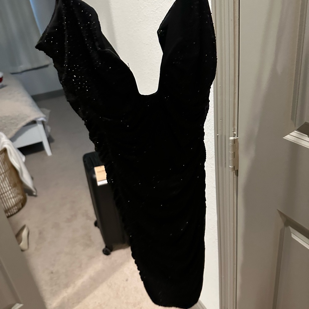 Oh Polly Black Sequin Bodycon Mini Dress - Picture 3 of 5